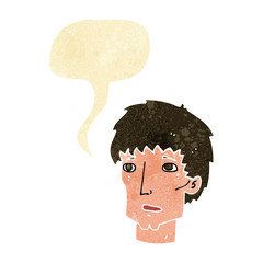 cartoon worried man with speech bubble
