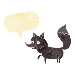 cartoon wolf cub with speech bubble