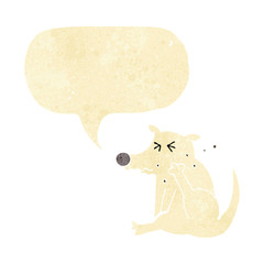 cartoon dog scratching with speech bubble