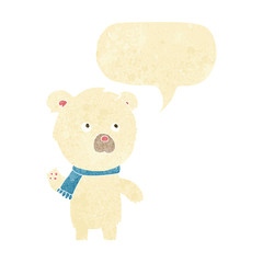 cartoon cute polar bear with speech bubble