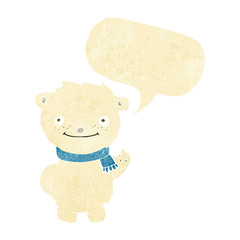 cartoon cute polar bear with speech bubble