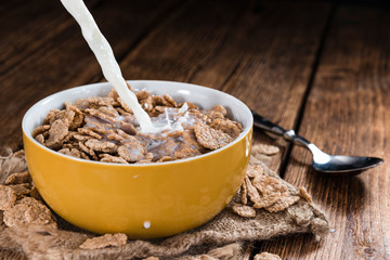 Bowl with Cornflakes and Milk