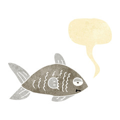 cartoon funny fish with speech bubble