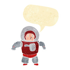cartoon space man with speech bubble