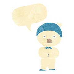 cartoon little polar bear with speech bubble