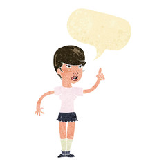 cartoon woman with idea with speech bubble