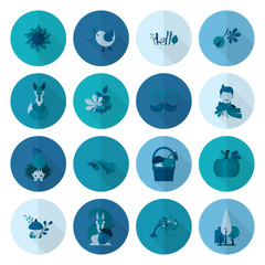 Set of Flat Autumn Icons