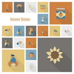 Set of Flat Autumn Icons