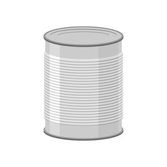 Cans for canned food on white background. Tin vector illustratio