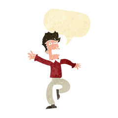 cartoon man panicking with speech bubble