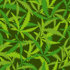 Naklejka na ściany i meble Cannabis leafs seamless pattern. Vector background of narcotic p