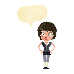 cartoon pretty girl with speech bubble