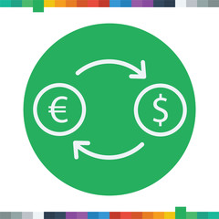 Currency exchange icon, euro dollar exchange icon.
