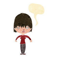 cartoon woman staring with speech bubble