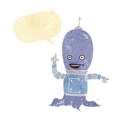 cartoon alien spaceman with speech bubble