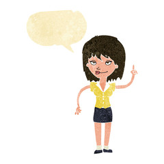 cartoon woman with idea with speech bubble