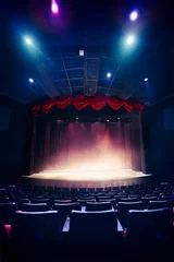Fototapete Theater Theatervorhang mit dramatischer Beleuchtung