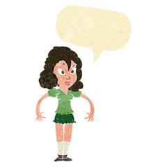 cartoon pretty woman with speech bubble