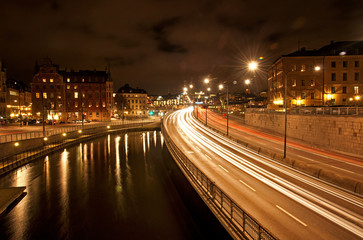 Fototapeta na wymiar Night view of Old Town of Stockholm, Sweden