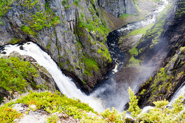 Voringsfossen waterfalls near Hardangervidda in Norway