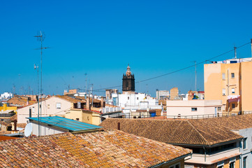 Obraz premium Aerial view on roofs in Valencia, Spain