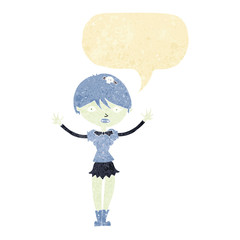 cartoon vampire girl with speech bubble