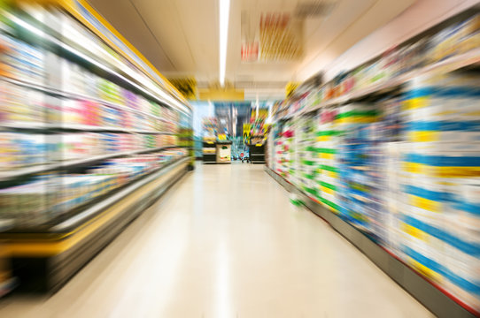 Supermarket with motion blur