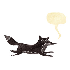 cartoon running wolf with speech bubble