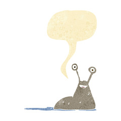 cartoon slug with speech bubble