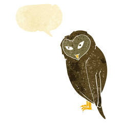 cartoon owl with speech bubble