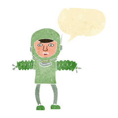 cartoon astronaut with speech bubble