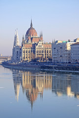 Fototapeta na wymiar View on the Hungarian Parliament Building, Budapest, Hungary
