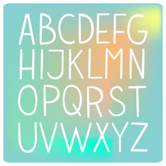 White flat hand drawn vector full alphabet.