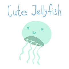 Vector cute cartoon ocean jellyfish.