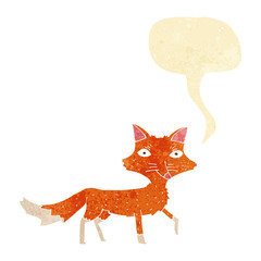 cartoon little fox with speech bubble