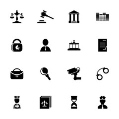Vector black justice Icons set on white background