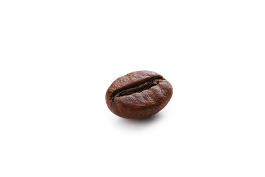 Roasted coffee bean isolated on a white