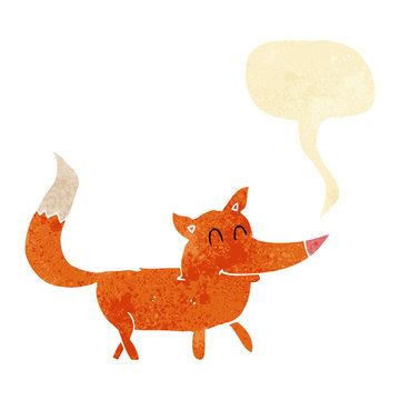 cartoon little fox with speech bubble