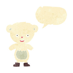 cartoon polar bear cub with speech bubble