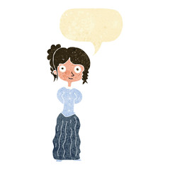 cartoon happy woman with speech bubble