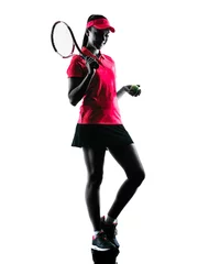 Fotobehang woman tennis player sadness silhouette © snaptitude