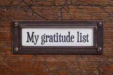 My gratitude list - file cabinet label