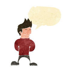 cartoon happy man with speech bubble