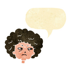 cartoon bitter old woman with speech bubble