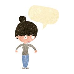 cartoon woman staring with speech bubble