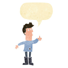 cartoon poor man with speech bubble