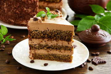 Coffee cake with chocolate.