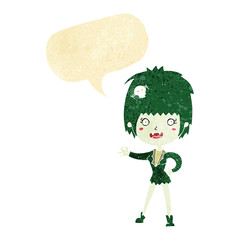cartoon vampire girl with speech bubble