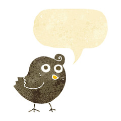 funny cartoon bird with speech bubble