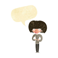 cartoon surprised woman with speech bubble